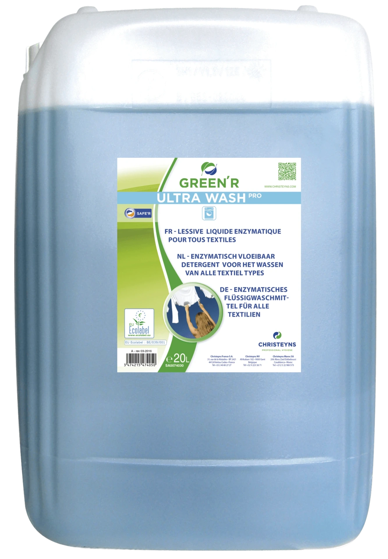 [GRR-103232] GREEN'R ULTRA WASH 20L LESSIVE ENZYMATIC LIQUID LAUNDRY DETERGEND