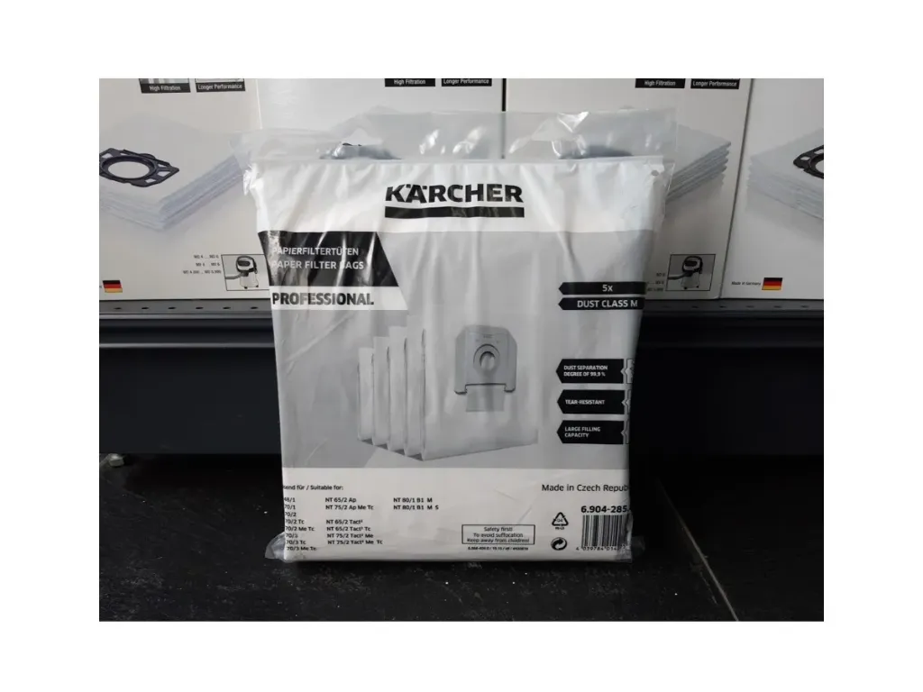 [KAR-014275] KÄRCHER SACS FILTRANTS PAPIER NT 48, NT 65, NT 70, NT 72, NT 75, NT 80, WET VAC 6.904-285.0 (5 PAQ)