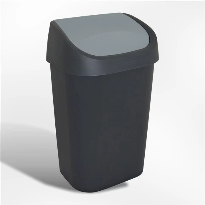 [CUR-772945] CURVER POUBELLE MISTRAL SWING ANTHRACITE EN PVC AVEC COUVERCLE BASCULANT 25L